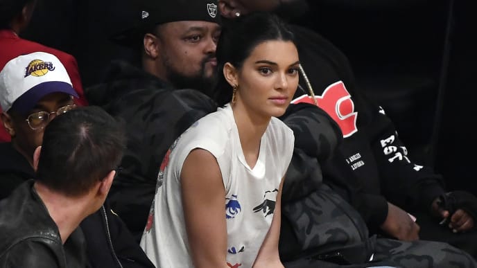 LOS ANGELES, CA - OCTOBER 20: Kendall Jenner attends a basketball game between the Houston Rockets and Los Angeles Lakers at Staples Center on October 20, 2018 in Los Angeles, California. NOTE TO USER: User expressly acknowledges and agrees that, by downloading and or using this photograph, User is consenting to the terms and conditions of the Getty Images License Agreement. (Photo by Kevork Djansezian/Getty Images) LOS ANGELES, CA - OCTOBER 20: Kendall Jenner attends a basketball game between the Houston Rockets and Los Angeles Lakers at Staples Center on October 20, 2018 in Los Angeles, California. NOTE TO USER: User expressly acknowledges and agrees that, by downloading and or using this photograph, User is consenting to the terms and conditions of the Getty Images License Agreement. (Photo by Kevork Djansezian/Getty Images)