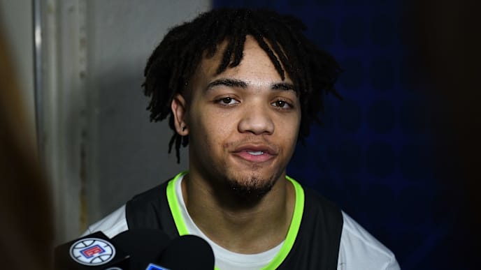 CHICAGO, ILLINOIS - MAY 16: Carsen Edwards speaks with the media during Day One of the NBA Draft Combine at Quest MultiSport Complex on May 16, 2019 in Chicago, Illinois. NOTE TO USER: User expressly acknowledges and agrees that, by downloading and or using this photograph, User is consenting to the terms and conditions of the Getty Images License Agreement. (Photo by Stacy Revere/Getty Images) CHICAGO, ILLINOIS - MAY 16: Carsen Edwards speaks with the media during Day One of the NBA Draft Combine at Quest MultiSport Complex on May 16, 2019 in Chicago, Illinois. NOTE TO USER: User expressly acknowledges and agrees that, by downloading and or using this photograph, User is consenting to the terms and conditions of the Getty Images License Agreement. (Photo by Stacy Revere/Getty Images)