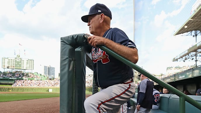 CHICAGO, ILLINOIS - JUNE 25: Manager Brian Snitker #43 of the Atlanta Braves watches as his team takes on the Chicago Cubs at Wrigley Field on June 25, 2019 in Chicago, Illinois. (Photo by Jonathan Daniel/Getty Images) CHICAGO, ILLINOIS - JUNE 25: Manager Brian Snitker #43 of the Atlanta Braves watches as his team takes on the Chicago Cubs at Wrigley Field on June 25, 2019 in Chicago, Illinois. (Photo by Jonathan Daniel/Getty Images)