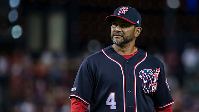 WASHINGTON, DC - SEPTEMBER 13: Dave Martinez #4 of the Washington Nationals walks to the dugout against the Atlanta Braves during the eighth inning at Nationals Park on September 13, 2019 in Washington, DC. (Photo by Scott Taetsch/Getty Images) WASHINGTON, DC - SEPTEMBER 13: Dave Martinez #4 of the Washington Nationals walks to the dugout against the Atlanta Braves during the eighth inning at Nationals Park on September 13, 2019 in Washington, DC. (Photo by Scott Taetsch/Getty Images)