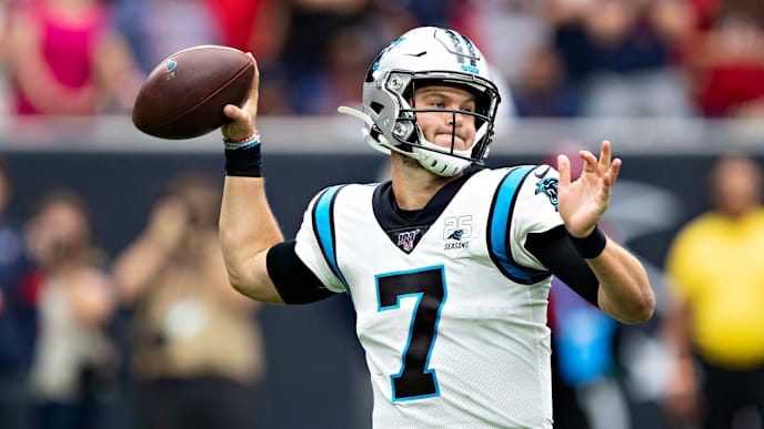 HOUSTON, TX - SEPTEMBER 29: Kyle Allen #7 of the Carolina Panthers throws a pass during a game against the Houston Texans at NRG Stadium on September 29, 2019 in Houston, Texas. The Panthers defeated the Texans 16-10. (Photo by Wesley Hitt/Getty Images) HOUSTON, TX - SEPTEMBER 29: Kyle Allen #7 of the Carolina Panthers throws a pass during a game against the Houston Texans at NRG Stadium on September 29, 2019 in Houston, Texas. The Panthers defeated the Texans 16-10. (Photo by Wesley Hitt/Getty Images)