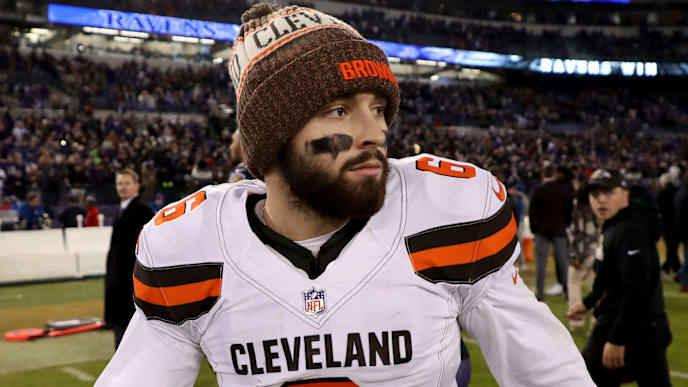 BALTIMORE, MARYLAND - DECEMBER 30: Quarterback Baker Mayfield #6 of the Cleveland Browns walks off the field after the Browns lost to the Baltimore Ravens 26-24 at M&T Bank Stadium on December 30, 2018 in Baltimore, Maryland. (Photo by Rob Carr/Getty Images) BALTIMORE, MARYLAND - DECEMBER 30: Quarterback Baker Mayfield #6 of the Cleveland Browns walks off the field after the Browns lost to the Baltimore Ravens 26-24 at M&T Bank Stadium on December 30, 2018 in Baltimore, Maryland. (Photo by Rob Carr/Getty Images)