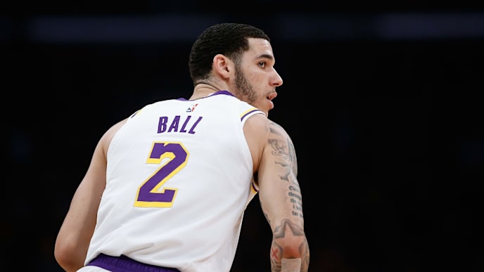 LOS ANGELES, CA - JANUARY 13: Lonzo Ball #2 of the Los Angeles Lakers looks on after taking a shot during the first half of a game against the Cleveland Cavaliers at Staples Center on January 13, 2019 in Los Angeles, California. NOTE TO USER: User expressly acknowledges and agrees that, by downloading and or using this photograph, User is consenting to the terms and conditions of the Getty Images License Agreement. (Photo by Sean M. Haffey/Getty Images) LOS ANGELES, CA - JANUARY 13: Lonzo Ball #2 of the Los Angeles Lakers looks on after taking a shot during the first half of a game against the Cleveland Cavaliers at Staples Center on January 13, 2019 in Los Angeles, California. NOTE TO USER: User expressly acknowledges and agrees that, by downloading and or using this photograph, User is consenting to the terms and conditions of the Getty Images License Agreement. (Photo by Sean M. Haffey/Getty Images)