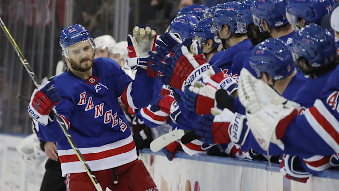 NEW YORK, NEW YORK - OCTOBER 16: Kevin Shattenkirk #22 of the New York Rangers celebrates his shootout goal against the Colorado Avalanche at Madison Square Garden on October 16, 2018 in New York City. The Rangers defeated the Avalanche 3-2 in the shootout. (Photo by Bruce Bennett/Getty Images) NEW YORK, NEW YORK - OCTOBER 16: Kevin Shattenkirk #22 of the New York Rangers celebrates his shootout goal against the Colorado Avalanche at Madison Square Garden on October 16, 2018 in New York City. The Rangers defeated the Avalanche 3-2 in the shootout. (Photo by Bruce Bennett/Getty Images)