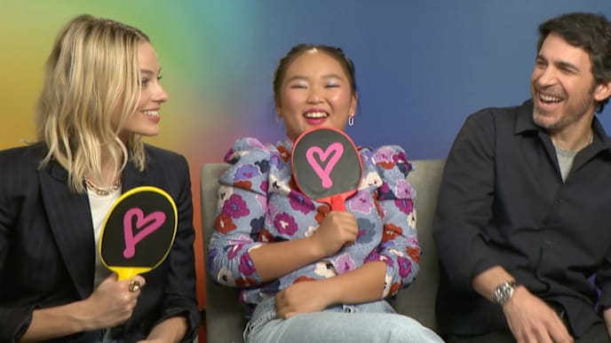 Birds of Prey cast members Margot Robbit, Ella Jay Basco and Chris Messina