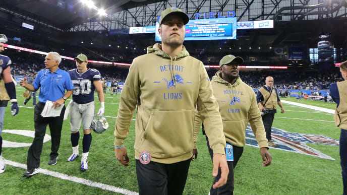 DETROIT, MI - NOVEMBER 17: Matthew Stafford #9 of the Detroit Lions walks off the field after the game against the Dallas Cowboys at Ford Field on November 17, 2019 in Detroit, Michigan. (Photo by Rey Del Rio/Getty Images) DETROIT, MI - NOVEMBER 17: Matthew Stafford #9 of the Detroit Lions walks off the field after the game against the Dallas Cowboys at Ford Field on November 17, 2019 in Detroit, Michigan. (Photo by Rey Del Rio/Getty Images)