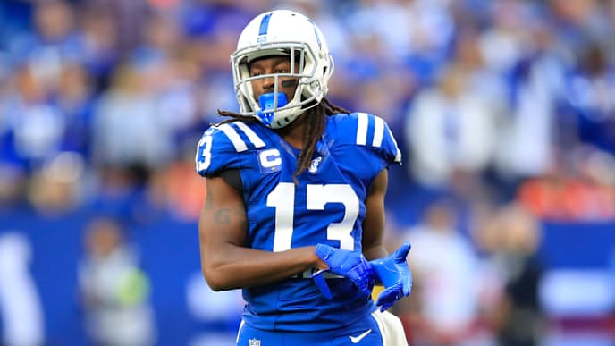 INDIANAPOLIS, INDIANA - OCTOBER 27: T.Y. Hilton #13 of the Indianapolis Colts against the Denver Broncos at Lucas Oil Stadium on October 27, 2019 in Indianapolis, Indiana. (Photo by Andy Lyons/Getty Images) INDIANAPOLIS, INDIANA - OCTOBER 27: T.Y. Hilton #13 of the Indianapolis Colts against the Denver Broncos at Lucas Oil Stadium on October 27, 2019 in Indianapolis, Indiana. (Photo by Andy Lyons/Getty Images)
