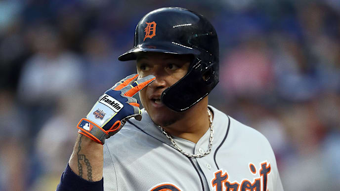 KANSAS CITY, MISSOURI - JUNE 11: Miguel Cabrera #24 of the Detroit Tigers motions toward third base umpire Will Little #93 during the 4th inning of the game against the Kansas City Royals at Kauffman Stadium on June 11, 2019 in Kansas City, Missouri. (Photo by Jamie Squire/Getty Images) KANSAS CITY, MISSOURI - JUNE 11: Miguel Cabrera #24 of the Detroit Tigers motions toward third base umpire Will Little #93 during the 4th inning of the game against the Kansas City Royals at Kauffman Stadium on June 11, 2019 in Kansas City, Missouri. (Photo by Jamie Squire/Getty Images)