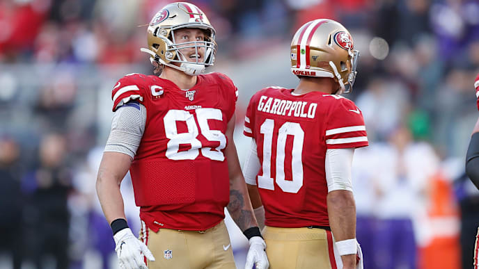 49ers players react to a call during the NFC Divisional Round against the Vikings. 49ers players react to a call during the NFC Divisional Round against the Vikings.