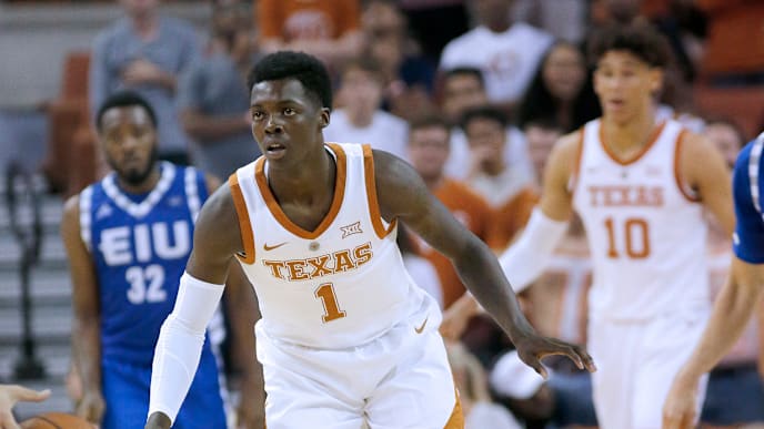 AUSTIN, TX - NOVEMBER 6: Andrew Jones #1 of the Texas Longhorns plays defense against the Eastern Illinois Panthers at the Frank Erwin Center on November 6, 2018 in Austin, Texas. (Photo by Chris Covatta/Getty Images) AUSTIN, TX - NOVEMBER 6: Andrew Jones #1 of the Texas Longhorns plays defense against the Eastern Illinois Panthers at the Frank Erwin Center on November 6, 2018 in Austin, Texas. (Photo by Chris Covatta/Getty Images)