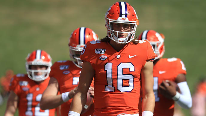 CLEMSON, SOUTH CAROLINA - OCTOBER 12: Trevor Lawrence #16 of the Clemson Tigers warms up before their game against the Florida State Seminoles at Memorial Stadium on October 12, 2019 in Clemson, South Carolina. (Photo by Streeter Lecka/Getty Images) CLEMSON, SOUTH CAROLINA - OCTOBER 12: Trevor Lawrence #16 of the Clemson Tigers warms up before their game against the Florida State Seminoles at Memorial Stadium on October 12, 2019 in Clemson, South Carolina. (Photo by Streeter Lecka/Getty Images)