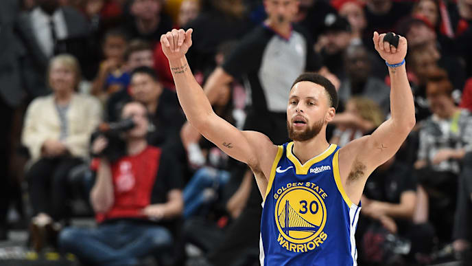 PORTLAND, OREGON - MAY 18: Stephen Curry #30 of the Golden State Warriors reacts during the second half against the Portland Trail Blazers in game three of the NBA Western Conference Finals at Moda Center on May 18, 2019 in Portland, Oregon. NOTE TO USER: User expressly acknowledges and agrees that, by downloading and or using this photograph, User is consenting to the terms and conditions of the Getty Images License Agreement. (Photo by Steve Dykes/Getty Images) PORTLAND, OREGON - MAY 18: Stephen Curry #30 of the Golden State Warriors reacts during the second half against the Portland Trail Blazers in game three of the NBA Western Conference Finals at Moda Center on May 18, 2019 in Portland, Oregon. NOTE TO USER: User expressly acknowledges and agrees that, by downloading and or using this photograph, User is consenting to the terms and conditions of the Getty Images License Agreement. (Photo by Steve Dykes/Getty Images)