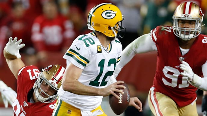 Arik Armstead, Nick Bosa, Aaron Rodgers Arik Armstead, Nick Bosa, Aaron Rodgers