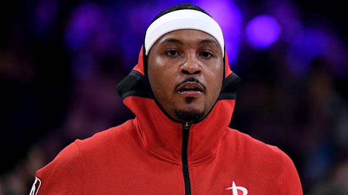 LOS ANGELES, CA - OCTOBER 20: Carmelo Anthony #7 of the Houston Rockets warms up before the game against the Los Angeles Lakers at Staples Center on October 20, 2018 in Los Angeles, California. (Photo by Harry How/Getty Images) LOS ANGELES, CA - OCTOBER 20: Carmelo Anthony #7 of the Houston Rockets warms up before the game against the Los Angeles Lakers at Staples Center on October 20, 2018 in Los Angeles, California. (Photo by Harry How/Getty Images)