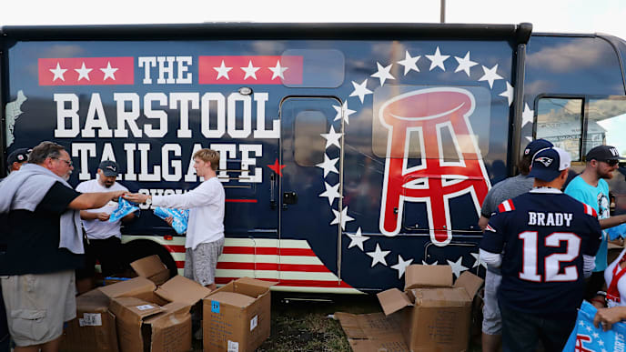 FOXBORO, MA - SEPTEMBER 07: Fans receive towels from Barstool Sports depicting NFL Commissioner Roger Goodell wearing a clown nose prior to the game between the Kansas City Chiefs and the New England Patriots at Gillette Stadium on September 7, 2017 in Foxboro, Massachusetts. (Photo by Adam Glanzman/Getty Images) FOXBORO, MA - SEPTEMBER 07: Fans receive towels from Barstool Sports depicting NFL Commissioner Roger Goodell wearing a clown nose prior to the game between the Kansas City Chiefs and the New England Patriots at Gillette Stadium on September 7, 2017 in Foxboro, Massachusetts. (Photo by Adam Glanzman/Getty Images)