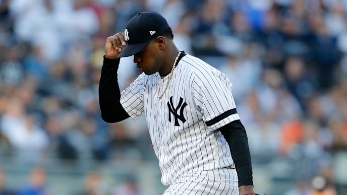 NEW YORK, NEW YORK - OCTOBER 15: (NEW YORK DAILIES OUT) Luis Severino #40 of the New York Yankees in action against the Houston Astros in game three of the American League Championship Series at Yankee Stadium on October 15, 2019 in New York City. The Astros defeated the Yankees 4-1. (Photo by Jim McIsaac/Getty Images) NEW YORK, NEW YORK - OCTOBER 15: (NEW YORK DAILIES OUT) Luis Severino #40 of the New York Yankees in action against the Houston Astros in game three of the American League Championship Series at Yankee Stadium on October 15, 2019 in New York City. The Astros defeated the Yankees 4-1. (Photo by Jim McIsaac/Getty Images)