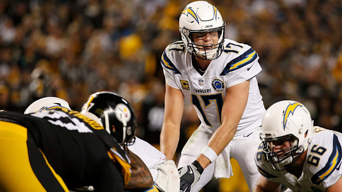 PITTSBURGH, PA - DECEMBER 02: Philip Rivers #17 of the Los Angeles Chargers lines up under center in the second half during the game against the Pittsburgh Steelers at Heinz Field on December 2, 2018 in Pittsburgh, Pennsylvania. (Photo by Justin K. Aller/Getty Images) PITTSBURGH, PA - DECEMBER 02: Philip Rivers #17 of the Los Angeles Chargers lines up under center in the second half during the game against the Pittsburgh Steelers at Heinz Field on December 2, 2018 in Pittsburgh, Pennsylvania. (Photo by Justin K. Aller/Getty Images)