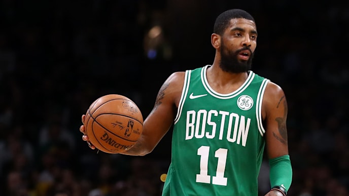 BOSTON, MASSACHUSETTS - FEBRUARY 07: Kyrie Irving #11 of the Boston Celtics dribbles against the Los Angeles Lakers at TD Garden on February 07, 2019 in Boston, Massachusetts. NOTE TO USER: User expressly acknowledges and agrees that, by downloading and or using this photograph, User is consenting to the terms and conditions of the Getty Images License Agreement. (Photo by Maddie Meyer/Getty Images) BOSTON, MASSACHUSETTS - FEBRUARY 07: Kyrie Irving #11 of the Boston Celtics dribbles against the Los Angeles Lakers at TD Garden on February 07, 2019 in Boston, Massachusetts. NOTE TO USER: User expressly acknowledges and agrees that, by downloading and or using this photograph, User is consenting to the terms and conditions of the Getty Images License Agreement. (Photo by Maddie Meyer/Getty Images)