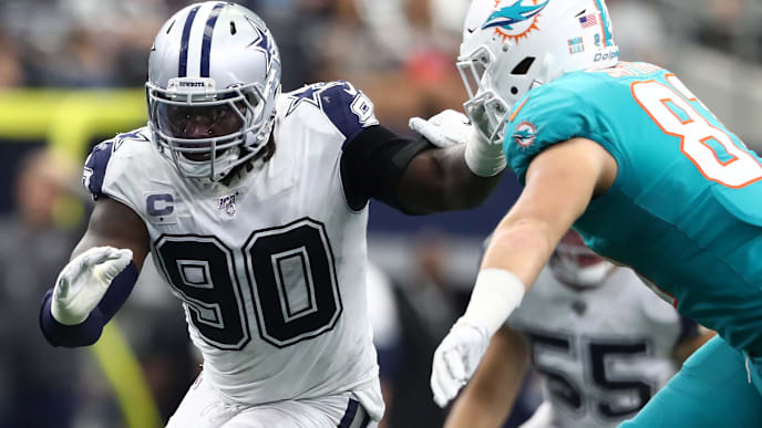 ARLINGTON, TEXAS - SEPTEMBER 22: Demarcus Lawrence #90 of the Dallas Cowboys at AT&T Stadium on September 22, 2019 in Arlington, Texas. (Photo by Ronald Martinez/Getty Images) ARLINGTON, TEXAS - SEPTEMBER 22: Demarcus Lawrence #90 of the Dallas Cowboys at AT&T Stadium on September 22, 2019 in Arlington, Texas. (Photo by Ronald Martinez/Getty Images)
