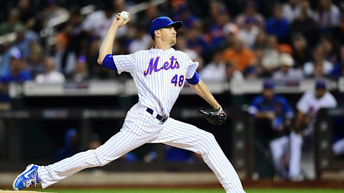 NEW YORK, NEW YORK - SEPTEMBER 25: Jacob deGrom #48 of the New York Mets pitches in the first inning of their game against the Miami Marlins at Citi Field on September 25, 2019 in the Flushing neighborhood of the Queens borough in New York City. (Photo by Emilee Chinn/Getty Images) NEW YORK, NEW YORK - SEPTEMBER 25: Jacob deGrom #48 of the New York Mets pitches in the first inning of their game against the Miami Marlins at Citi Field on September 25, 2019 in the Flushing neighborhood of the Queens borough in New York City. (Photo by Emilee Chinn/Getty Images)