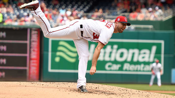 WASHINGTON, DC - MAY 27: Max Scherzer #31of the Washington Nationals pitches in the second inning during a baseball game against the Miami Marlins at Nationals Park on May 27, 2019 in Washington. DC. (Photo by Mitchell Layton/Getty Images) WASHINGTON, DC - MAY 27: Max Scherzer #31of the Washington Nationals pitches in the second inning during a baseball game against the Miami Marlins at Nationals Park on May 27, 2019 in Washington. DC. (Photo by Mitchell Layton/Getty Images)