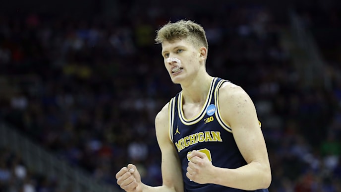 KANSAS CITY, MO - MARCH 23: Moritz Wagner #13 of the Michigan Wolverines reacts in the first half against the Oregon Ducks during the 2017 NCAA Men's Basketball Tournament Midwest Regional at Sprint Center on March 23, 2017 in Kansas City, Missouri. (Photo by Ronald Martinez/Getty Images) KANSAS CITY, MO - MARCH 23: Moritz Wagner #13 of the Michigan Wolverines reacts in the first half against the Oregon Ducks during the 2017 NCAA Men's Basketball Tournament Midwest Regional at Sprint Center on March 23, 2017 in Kansas City, Missouri. (Photo by Ronald Martinez/Getty Images)