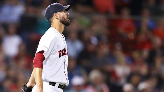 BOSTON, MASSACHUSETTS - SEPTEMBER 03: Rick Porcello #22 of the Boston Red Sox reacts after allowing two runs during the third inning against the Minnesota Twins at Fenway Park on September 03, 2019 in Boston, Massachusetts. (Photo by Maddie Meyer/Getty Images) BOSTON, MASSACHUSETTS - SEPTEMBER 03: Rick Porcello #22 of the Boston Red Sox reacts after allowing two runs during the third inning against the Minnesota Twins at Fenway Park on September 03, 2019 in Boston, Massachusetts. (Photo by Maddie Meyer/Getty Images)