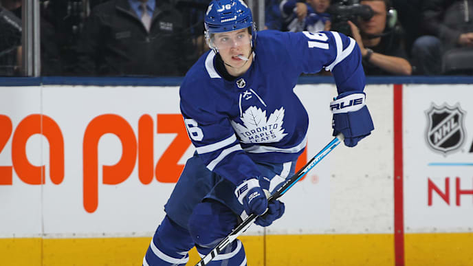 TORONTO, ON - JANUARY 3: Mitchell Marner #16 of the Toronto Maple Leafs skates with the puck against the Minnesota Wild during the Next Generation NHL game at Scotiabank Arena on January 3, 2019 in Toronto, Ontario, Canada. The Wild defeated the Maple Leafs 4-3. (Photo by Claus Andersen/Getty Images) TORONTO, ON - JANUARY 3: Mitchell Marner #16 of the Toronto Maple Leafs skates with the puck against the Minnesota Wild during the Next Generation NHL game at Scotiabank Arena on January 3, 2019 in Toronto, Ontario, Canada. The Wild defeated the Maple Leafs 4-3. (Photo by Claus Andersen/Getty Images)