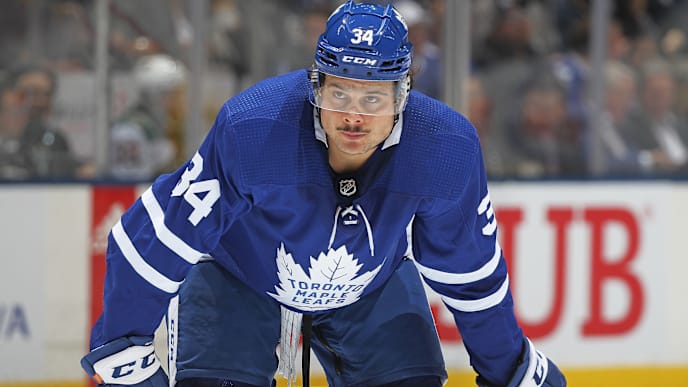 TORONTO, ON - OCTOBER 15: Auston Matthews #34 of the Toronto Maple Leafs waits for a faceoff against the Minnesota Wild during an NHL game at Scotiabank Arena on October 15, 2019 in Toronto, Ontario, Canada. The Maple Leafs defeated the Wild 4-2. (Photo by Claus Andersen/Getty Images) TORONTO, ON - OCTOBER 15: Auston Matthews #34 of the Toronto Maple Leafs waits for a faceoff against the Minnesota Wild during an NHL game at Scotiabank Arena on October 15, 2019 in Toronto, Ontario, Canada. The Maple Leafs defeated the Wild 4-2. (Photo by Claus Andersen/Getty Images)