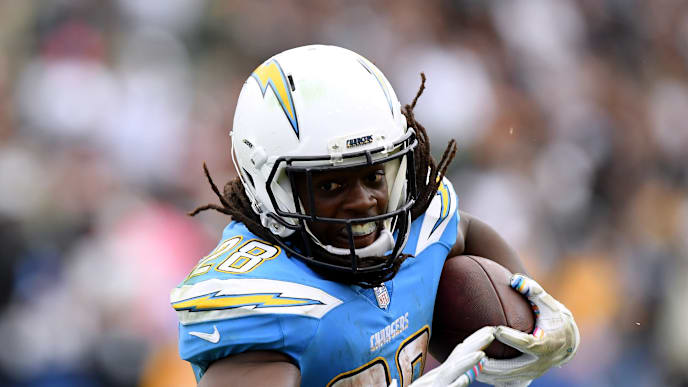 CARSON, CA - OCTOBER 07: Melvin Gordon #28 of the Los Angeles Chargers carries the ball against the Oakland Raiders at StubHub Center on October 7, 2018 in Carson, California. (Photo by Harry How/Getty Images) CARSON, CA - OCTOBER 07: Melvin Gordon #28 of the Los Angeles Chargers carries the ball against the Oakland Raiders at StubHub Center on October 7, 2018 in Carson, California. (Photo by Harry How/Getty Images)