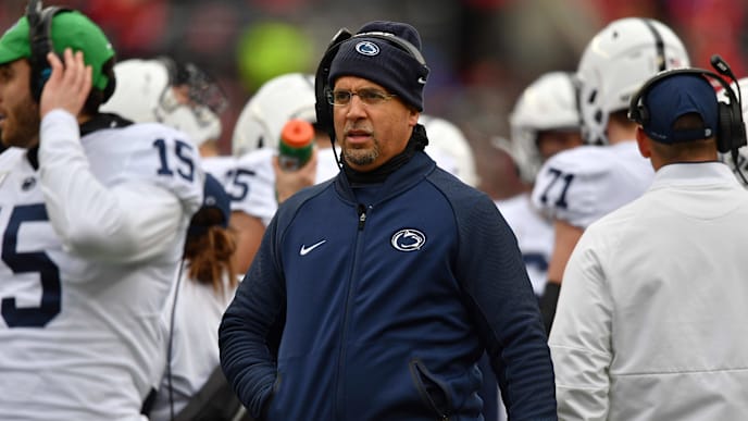 COLUMBUS, OH - NOVEMBER 23: Head Coach James Franklin of the Penn State Nittany Lions watches his team play against the Ohio State Buckeyes at Ohio Stadium on November 23, 2019 in Columbus, Ohio. (Photo by Jamie Sabau/Getty Images) COLUMBUS, OH - NOVEMBER 23: Head Coach James Franklin of the Penn State Nittany Lions watches his team play against the Ohio State Buckeyes at Ohio Stadium on November 23, 2019 in Columbus, Ohio. (Photo by Jamie Sabau/Getty Images)