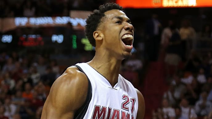 MIAMI, FL - DECEMBER 20: Hassan Whiteside #21 of the Miami Heat reacts to a dunk during a game against the Portland Trail Blazers at American Airlines Arena on December 20, 2015 in Miami, Florida. NOTE TO USER: User expressly acknowledges and agrees that, by downloading and/or using this photograph, user is consenting to the terms and conditions of the Getty Images License Agreement. Mandatory copyright notice: (Photo by Mike Ehrmann/Getty Images) MIAMI, FL - DECEMBER 20: Hassan Whiteside #21 of the Miami Heat reacts to a dunk during a game against the Portland Trail Blazers at American Airlines Arena on December 20, 2015 in Miami, Florida. NOTE TO USER: User expressly acknowledges and agrees that, by downloading and/or using this photograph, user is consenting to the terms and conditions of the Getty Images License Agreement. Mandatory copyright notice: (Photo by Mike Ehrmann/Getty Images)