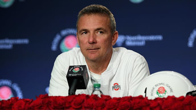 PASADENA, CA - JANUARY 01: Ohio State Buckeyes head coach Urban Meyer speaks to the media after the Rose Bowl Game presented by Northwestern Mutual at the Rose Bowl on January 1, 2019 in Pasadena, California. (Photo by Harry How/Getty Images) PASADENA, CA - JANUARY 01: Ohio State Buckeyes head coach Urban Meyer speaks to the media after the Rose Bowl Game presented by Northwestern Mutual at the Rose Bowl on January 1, 2019 in Pasadena, California. (Photo by Harry How/Getty Images)