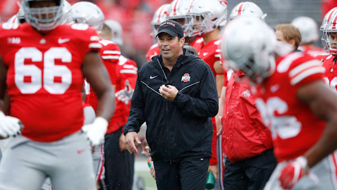 COLUMBUS, OH - SEPTEMBER 08: Acting head coach Ryan Day of the Ohio State Buckeyes looks on before the game against the Rutgers Scarlet Knights at Ohio Stadium on September 8, 2018 in Columbus, Ohio. (Photo by Joe Robbins/Getty Images) COLUMBUS, OH - SEPTEMBER 08: Acting head coach Ryan Day of the Ohio State Buckeyes looks on before the game against the Rutgers Scarlet Knights at Ohio Stadium on September 8, 2018 in Columbus, Ohio. (Photo by Joe Robbins/Getty Images)