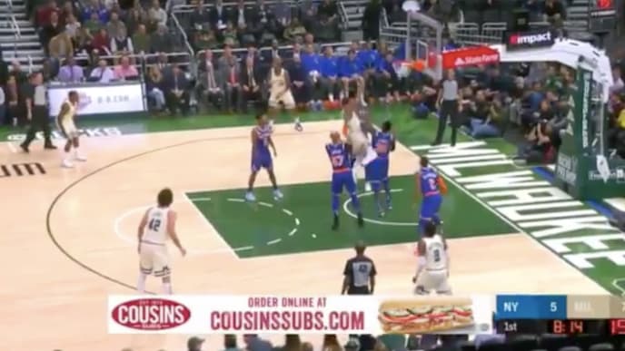 Giannis Antetokounmpo posterizes Julius Randle Giannis Antetokounmpo posterizes Julius Randle