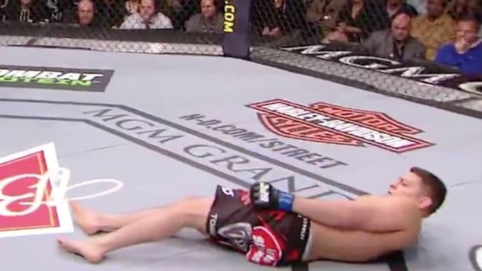 Nick Diaz mocked Anderson Silva at UFC 138 by laying down on the canvas right in front of him. Nick Diaz mocked Anderson Silva at UFC 138 by laying down on the canvas right in front of him.