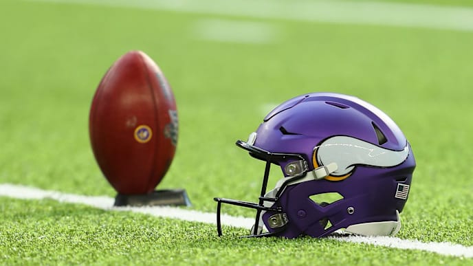 MINNEAPOLIS, MN - AUGUST 18: A Minnesota Vikings helmet and ball on the field before the pre-season game against the Seattle Seahawks at U.S. Bank Stadium on August 18, 2019 in Minneapolis, Minnesota. (Photo by Adam Bettcher/Getty Images) MINNEAPOLIS, MN - AUGUST 18: A Minnesota Vikings helmet and ball on the field before the pre-season game against the Seattle Seahawks at U.S. Bank Stadium on August 18, 2019 in Minneapolis, Minnesota. (Photo by Adam Bettcher/Getty Images)
