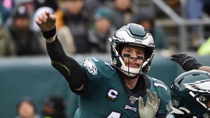PHILADELPHIA, PA - NOVEMBER 24: Carson Wentz #11 of the Philadelphia Eagles passes the ball against the Seattle Seahawks during the first quarter at Lincoln Financial Field on November 24, 2019 in Philadelphia, Pennsylvania. (Photo by Corey Perrine/Getty Images) PHILADELPHIA, PA - NOVEMBER 24: Carson Wentz #11 of the Philadelphia Eagles passes the ball against the Seattle Seahawks during the first quarter at Lincoln Financial Field on November 24, 2019 in Philadelphia, Pennsylvania. (Photo by Corey Perrine/Getty Images)