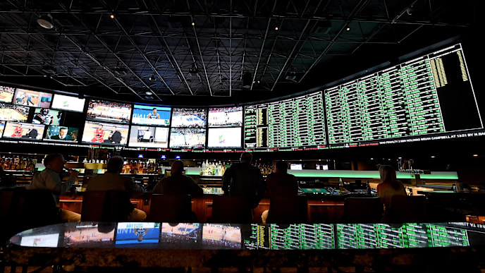 LAS VEGAS, NV - FEBRUARY 02: The betting line and some of the nearly 400 proposition bets for Super Bowl 50 between the Carolina Panthers and the Denver Broncos are displayed at the Race & Sports SuperBook at the Westgate Las Vegas Resort & Casino on February 2, 2016 in Las Vegas, Nevada. The newly renovated sports book has the world's largest indoor LED video wall with 4,488 square feet of HD video screens measuring 240 feet wide and 20 feet tall. (Photo by Ethan Miller/Getty Images) LAS VEGAS, NV - FEBRUARY 02: The betting line and some of the nearly 400 proposition bets for Super Bowl 50 between the Carolina Panthers and the Denver Broncos are displayed at the Race & Sports SuperBook at the Westgate Las Vegas Resort & Casino on February 2, 2016 in Las Vegas, Nevada. The newly renovated sports book has the world's largest indoor LED video wall with 4,488 square feet of HD video screens measuring 240 feet wide and 20 feet tall. (Photo by Ethan Miller/Getty Images)
