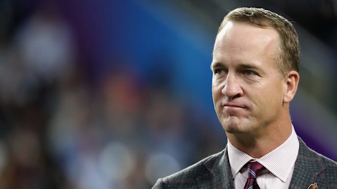 MINNEAPOLIS, MN - FEBRUARY 04: Former quarterback Peyton Manning looks on prior to Super Bowl LII between the Philadelphia Eagles and the New England Patriots at U.S. Bank Stadium on February 4, 2018 in Minneapolis, Minnesota. (Photo by Elsa/Getty Images) MINNEAPOLIS, MN - FEBRUARY 04: Former quarterback Peyton Manning looks on prior to Super Bowl LII between the Philadelphia Eagles and the New England Patriots at U.S. Bank Stadium on February 4, 2018 in Minneapolis, Minnesota. (Photo by Elsa/Getty Images)