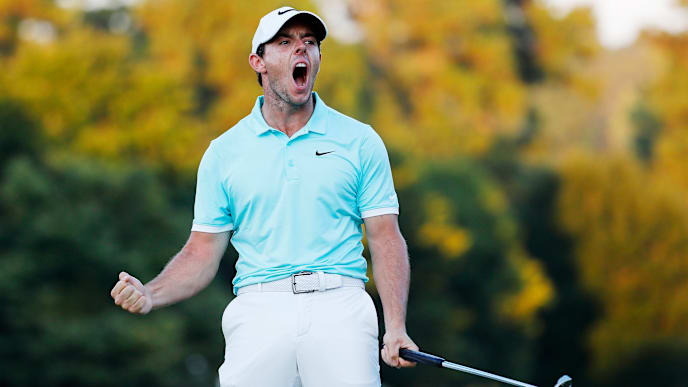 ATLANTA, GA - SEPTEMBER 25: Rory McIlroy of Northern Ireland celebrates a birdie putt to defeat Ryan Moore on the fourth playoff hole to win the TOUR Championship and clinch the FedExCup at East Lake Golf Club on September 25, 2016 in Atlanta, Georgia. (Photo by Kevin C. Cox/Getty Images) ATLANTA, GA - SEPTEMBER 25: Rory McIlroy of Northern Ireland celebrates a birdie putt to defeat Ryan Moore on the fourth playoff hole to win the TOUR Championship and clinch the FedExCup at East Lake Golf Club on September 25, 2016 in Atlanta, Georgia. (Photo by Kevin C. Cox/Getty Images)