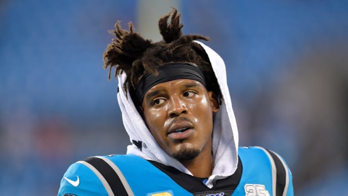 CHARLOTTE, NORTH CAROLINA - SEPTEMBER 12: Cam Newton #1 of the Carolina Panthers against the Tampa Bay Buccaneers during the first quarter of their game at Bank of America Stadium on September 12, 2019 in Charlotte, North Carolina. (Photo by Grant Halverson/Getty Images) CHARLOTTE, NORTH CAROLINA - SEPTEMBER 12: Cam Newton #1 of the Carolina Panthers against the Tampa Bay Buccaneers during the first quarter of their game at Bank of America Stadium on September 12, 2019 in Charlotte, North Carolina. (Photo by Grant Halverson/Getty Images)