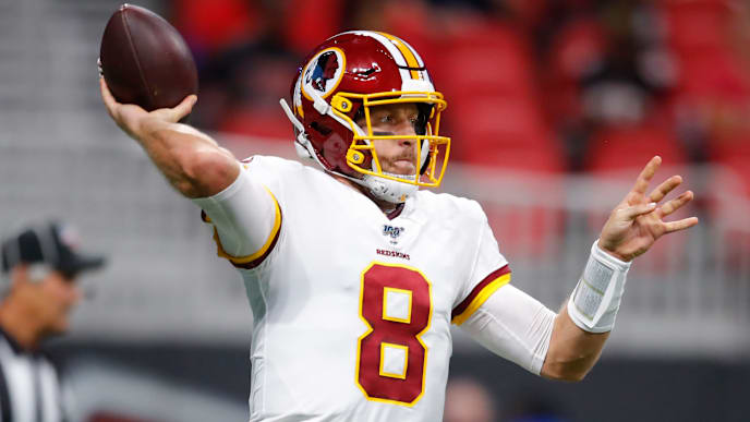ATLANTA, GA - AUGUST 22: Quarterback Case Keenum #8 of the Washington Redskins passes in the first half of an NFL preseason game against the Atlanta Falcons at Mercedes-Benz Stadium on August 22, 2019 in Atlanta, Georgia. (Photo by Todd Kirkland/Getty Images) ATLANTA, GA - AUGUST 22: Quarterback Case Keenum #8 of the Washington Redskins passes in the first half of an NFL preseason game against the Atlanta Falcons at Mercedes-Benz Stadium on August 22, 2019 in Atlanta, Georgia. (Photo by Todd Kirkland/Getty Images)