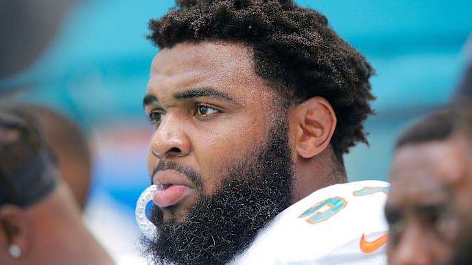 MIAMI, FLORIDA - OCTOBER 13: Christian Wilkins #94 of the Miami Dolphins looks on against the Washington Redskins during the first quarter at Hard Rock Stadium on October 13, 2019 in Miami, Florida. (Photo by Michael Reaves/Getty Images) MIAMI, FLORIDA - OCTOBER 13: Christian Wilkins #94 of the Miami Dolphins looks on against the Washington Redskins during the first quarter at Hard Rock Stadium on October 13, 2019 in Miami, Florida. (Photo by Michael Reaves/Getty Images)