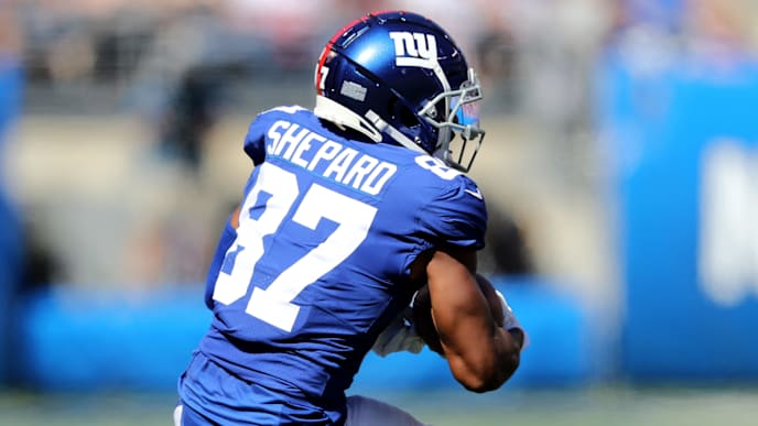 EAST RUTHERFORD, NEW JERSEY - SEPTEMBER 29: Sterling Shepard #87 of the New York Giants makes the catch as Fabian Moreau #31 of the Washington Redskins defends at MetLife Stadium on September 29, 2019 in East Rutherford, New Jersey. (Photo by Elsa/Getty Images) EAST RUTHERFORD, NEW JERSEY - SEPTEMBER 29: Sterling Shepard #87 of the New York Giants makes the catch as Fabian Moreau #31 of the Washington Redskins defends at MetLife Stadium on September 29, 2019 in East Rutherford, New Jersey. (Photo by Elsa/Getty Images)
