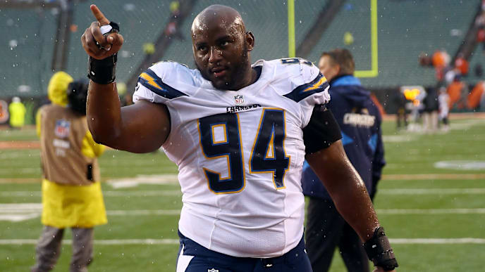 CINCINNATI, OH - JANUARY 05: Defensive end Corey Liuget #94 of the San Diego Chargers walks off the field after defeating the Cincinnati Bengals 27-10 in a Wild Card Playoff game at Paul Brown Stadium on January 5, 2014 in Cincinnati, Ohio. (Photo by Andy Lyons/Getty Images) CINCINNATI, OH - JANUARY 05: Defensive end Corey Liuget #94 of the San Diego Chargers walks off the field after defeating the Cincinnati Bengals 27-10 in a Wild Card Playoff game at Paul Brown Stadium on January 5, 2014 in Cincinnati, Ohio. (Photo by Andy Lyons/Getty Images)