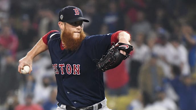 LOS ANGELES, CA - OCTOBER 27: Closing pitcher Craig Kimbrel #46 of the Boston Red Sox pitches in the ninth inning in Game Four of the 2018 World Series against the Los Angeles Dodgers at Dodger Stadium on October 27, 2018 in Los Angeles, California. (Photo by Harry How/Getty Images) LOS ANGELES, CA - OCTOBER 27: Closing pitcher Craig Kimbrel #46 of the Boston Red Sox pitches in the ninth inning in Game Four of the 2018 World Series against the Los Angeles Dodgers at Dodger Stadium on October 27, 2018 in Los Angeles, California. (Photo by Harry How/Getty Images)