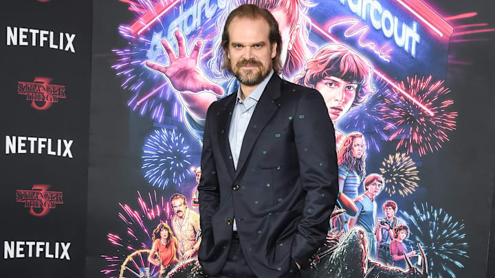 David Harbour debunks theory connecting 'Stranger Things' and 'Black Widow.' David Harbour debunks theory connecting 'Stranger Things' and 'Black Widow.'