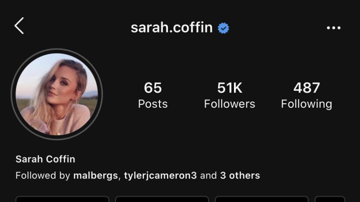Tyler Cameron followed Sarah Coffin on Instagram