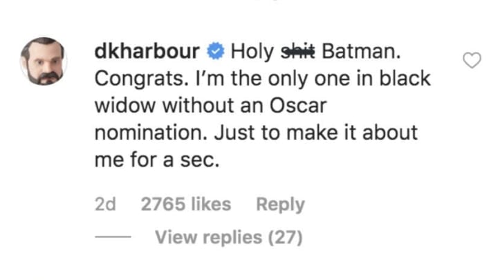David Harbour comments on Florence Pugh's Instagram for Oscar nomination